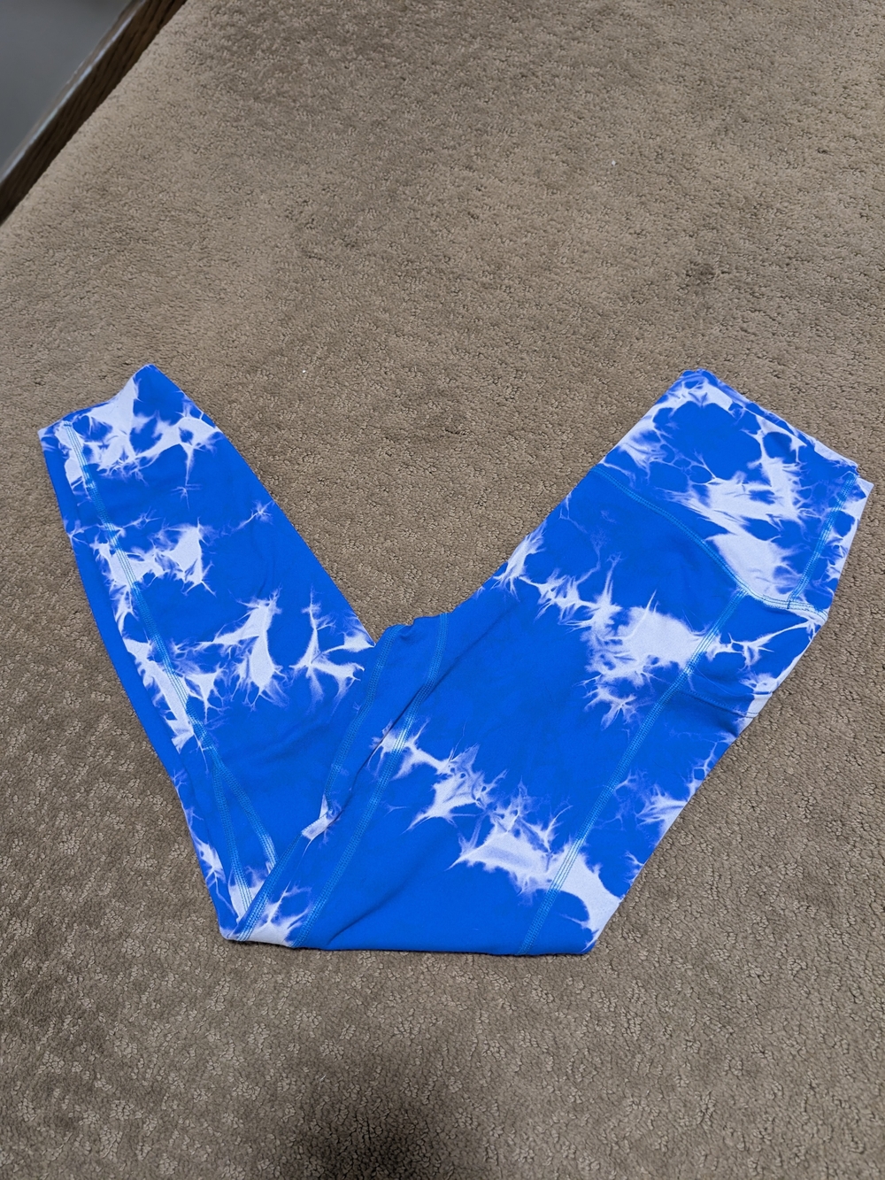 Blue Tie-Dye Active Leggings for Women